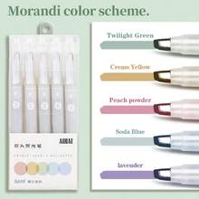 5pcs Double-Headed Dual-Color Highlighter Pens, Suitable For Daily Highlighting, Drawing, Marking, Student Supplies, Planner Pens - Slanted Tip, Non-Bleed, Plastic Material, Applicable For Office, School, Gifts, Back To School, Christmas