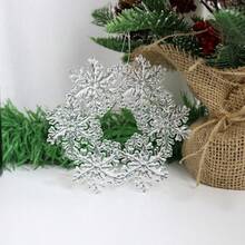 1 set (2 pièces) - Ensemble de couronnes de fleurs en forme de flocon de neige, pendentif de décoration de sapin de Noël en cristal, pendentif de décoration de scène de fête de Noël, fournitures de décoration de flocons de neige simulés pour la saison hivernale