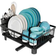 Lavavajillas de acero inoxidable, adecuado para encimeras de cocina con tubo de drenaje, pequeño lavavajillas con organizador de cubiertos, adecuado para solteros, parejas y familias pequeñas. - 1 Nivele Estándar-Negro - Ver 1