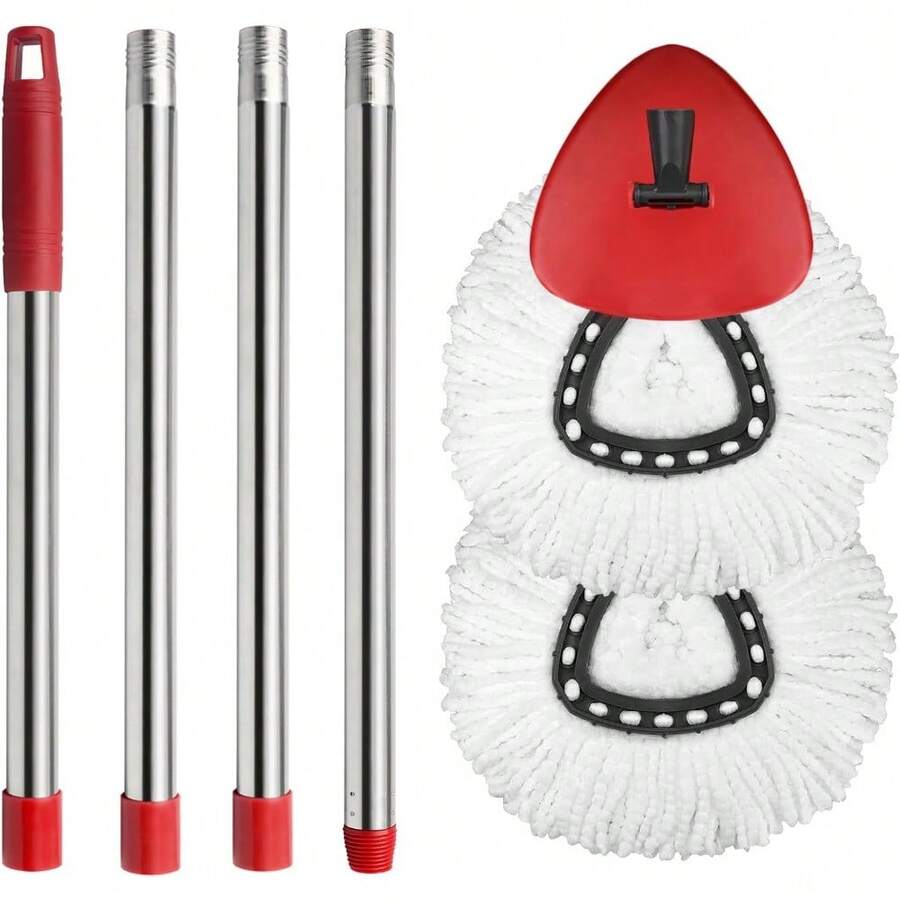 Enhanced Spin Mop Replacement System - 40% Larger Cleaning Surface Microfiber Heads For 1-Tank Spin Mop Systems (White Center Design) - Trắng (Hệ thống 1 bình) - Xem 1
