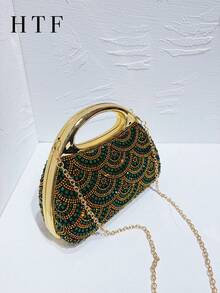 1PC Green Handbags For Women Evening Clutch Bag Female Chain Wedding Cellphone Clutches Top-Handle Totes Handbag Crossbody Evening Party Bags For Women, Perfect For Party, Wedding, Prom, Dinner/Banquet