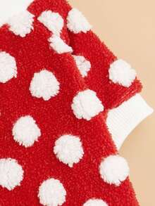 EOO 1pc Cat & Dog Universal Fashionable New Ins Style Warm Fleece Pet Sweatshirt With Red & White Spotted Pattern, Autumn/Winter - Multicolor - View 6