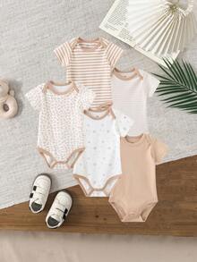 5 Stücke Baby Jungen Mädchen 0-12 Monate reine Baumwolle lässige Kurzarm süße Cartoon Baby Bodys für alle Jahreszeiten