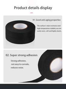 1pc/5pcs Black Flame Retardant Flocked Tape, Heat Resistant Insulation Tape For Home, Company, Car Wire Harness, Durable Polyester Cloth Noise Reduction Tape