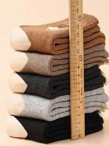 5 Paar neutrale, warme, dicke Woll-Ringelsocken, weich, bequem, modisch, für Outdoor-Wanderungen, Paar, kältebeständig, Skisocken