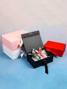 1 صندوق هدايا قابل للطي باللون الأسود، صندوق تغليف هدايا، صندوق هدايا لتقديمه للعائلة والأصدقاء، استخدام عام لهدايا المناسبات