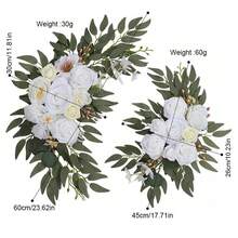 2 piezas de flores artificiales elegantes para arco de boda, decoración floral para sillas, mesas de comedor y escaleras. - Blanco - Ver 7