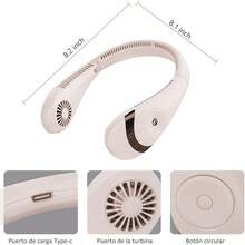 DQST Ventilador de Cuello, Ventilador de Cuello Portátil, 3 Velocidades de Viento, Recargable, Pantalla de Potencia, 5000 mAh, Batería de Larga Duración, Se Puede Utilizar en Interiores y Exteriores. - rosa - Ver 2