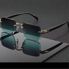 1 pieza Gafas de moda sin marco de unicolor retro, gafas sin montura de metal de alta gama unisex, adecuadas para vacaciones, viajes, fotografía callejera, senderismo, fiestas, festivales de música y como un regalo ideal