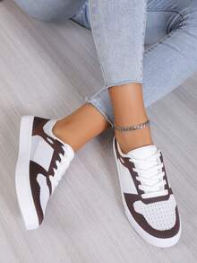 女士休闲运动鞋，鞋底柔软，透气，防臭，日常通勤舒适 - 棕色 - 查看 3