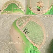 13x4 HD Lace Front Wig Ombre Pink Red Color Long Body Wave Synthetic Hair 180% Density Pre-Plucked Glueless Red Ombre Colored Long Wavy Hair 26 Inch Free Part Soft Natural Look For Women Versatile Styling Options - Green Ombre - 查看 9