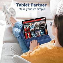 KDD Soporte de Almohada para Tablet - Base iPad Plegable para Cama, Regazo - Mesa Pillow Stand con Bolsillo Lápiz, iPad Pro 12.9 10.5 9.7 Air Mini 6 5 4 3 Kindle E-Reader, Gris - Azul - Ver 3