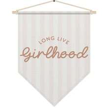 Girls Room Decor Long Live Girlhood Canvas Wall Art Nursery Bedroom Decor For Baby Girls Boho Pennant Flag Banner Toddler Poster Hanger Frame - Beige02 - View 1