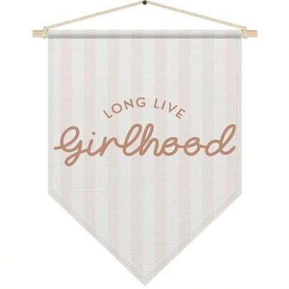 Girls Room Decor Long Live Girlhood Canvas Wall Art Nursery Bedroom Decor For Baby Girls Boho Pennant Flag Banner Toddler Poster Hanger Frame