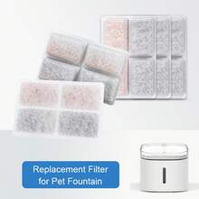 4pcs/8pcs/12pcs Cat Fountain Filter, 4 Grids Rectangular Replacement Filters, Compatible With Pet Fountain, Activated Carbon Filter, Suitable For Automatic Pet Drinking Fountain, Cat & Dog Water Dispenser Accessories - White - View 1