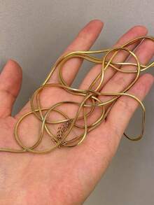 1pc Fashionable Minimalist Extra Long Golden Stainless Steel Snake Bone Necklace, Layered Wear For Sweaters, Suitable For Women's Daily, Festival, Party Matching And Gift