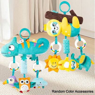 Muñeco colgante de móvil de estilo de dibujos animados, unisex, muñeco de peluche con sonajero para asiento de coche de bebé, decoración colgante para cochecito, muñeco tranquilizador, adecuado para niños y niñas, gran regalo para recién nacidos