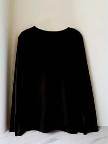 2025 Women's Casual Long Sleeve-Shirt With Cute Highland Cow And Flower Hat Design, Elastic Polyester Blend, Round Neck, Washable - Spring And Summer Casual Daily Wear - 黑色 - 查看 5