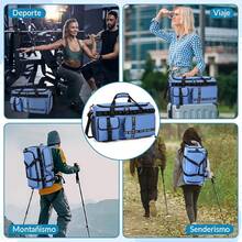 Lukovee Maleta Deportiva Hombre Impermeable, Mochila Gym Gran Capacidad, Mochila Deportiva para Hombre y Mujer, Bolsa de Viaje con Compartimento para Zapatos/Neceser/Separación Húmedo y Seco - B-Azul - Ver 2