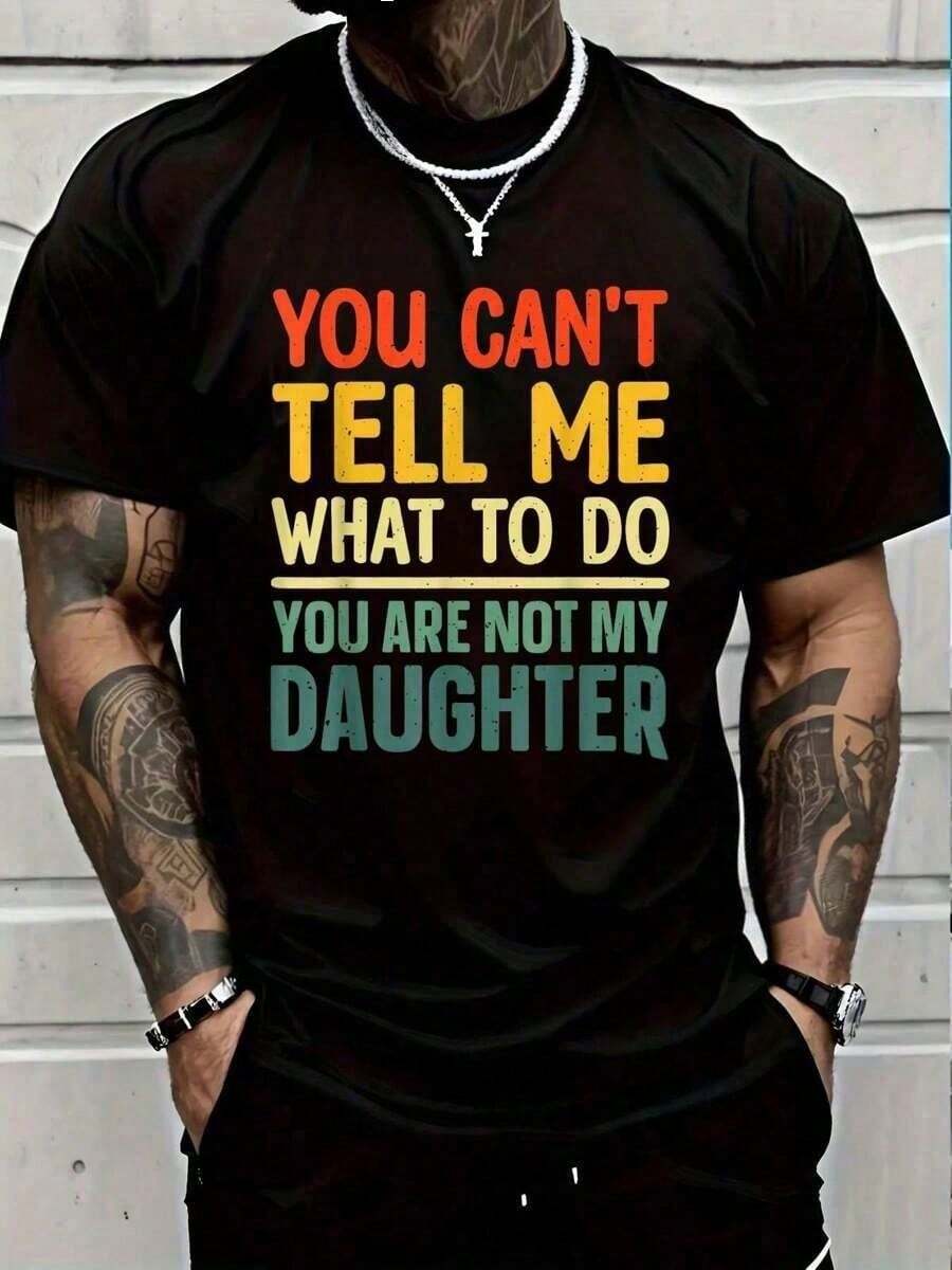 % Algodón Diseño Divertido de Papá para Padre Hombre por Hija Camiseta Casual de Manga Corta para Mujeres y Hombres Camiseta Gráfica - Negro - Ver 1