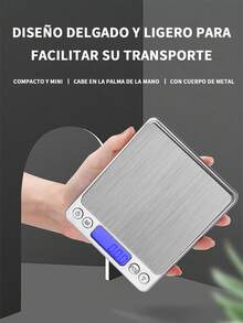 1 Pieza Báscula De Acero Inoxidable Para Cocina Multifuncional Electrónica De 3kg-0.1g, Alta Precisión De Peso De 0.01g Para Cocinar Y Hornear Alimentos, balanza para joyas, balanza electrónica mini de acero inoxidable, balanza digital de bolsillo, balanza de precisión para oro (Batería No Incluida) - Plateado - Ver 8