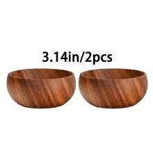 1/2/4/8pcs 3.14in/4.92in/5.51in/6.3in Handcarved Gourd Shaped Wooden Bowls - Rustic Wooden Salad/Snack Bowls, For Popcorn, Pasta, Candy, Cereal, Coconut Spread, Appetizers, Kitchen
