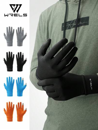  1 Pair WRELS Thin Fleece Touchscreen Elastic Warm Gloves For Men & Women, Windproof Outdoor Cycling, Hiking, Camping Sports Gloves For Autumn/Winter