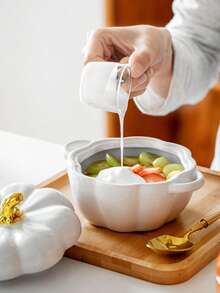 1 szt. ceramiczny słoik na cukierki w kształcie dyni na Halloween, pojemnik na ciasteczka z orzechami i dynią, słoik do przechowywania czekolady i orzechów, odpowiedni do dekoracji świątecznych na Halloween, słoik do przechowywania cukierków w kuchni i jadalni, miska na przyprawy, miska na krem jajeczny, prezent