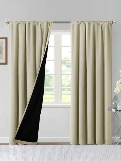1pc Modern Solid Color 100% Blackout Curtain, Suitable For Living Room And Bedroom Home Decor
