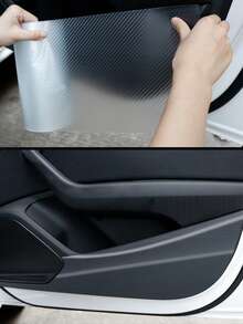 3米碳纤维车门边缘装饰透明膜，防刮汽车门槛保护器，保险杠和后备箱保护器，汽车配件 - 白色 - 查看 5