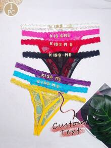 Customized Crystal Letter Sexy Lace Personalized Name Funny Thong Panties, Bikini Tanga Lingerie T-Back Gift For Girlfriend, Wife, Valentine's Day, Christmas, Halloween, Thanksgiving, Birthday. Contracted, Funny, Custom, Unique, Customized, Personalized, Ideal Gifts For Him, Ideal Gifts For Her, Boyfriend, Girlfriend, Family, Friends, Her,Chic Autumn