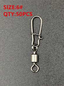 50个美式加强型弹簧转环2#4#6#8#10#12#14#鱼饵强力弹簧钩连接器钓鱼配件工具 - 銀色 - 查看 6