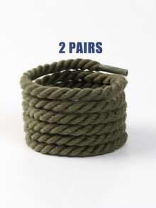 2 Pairs Casual Sneaker Replacement Braided Shoelaces, Fashion Versatile Solid Color Round Twisted Rope Laces, Personalized Stylish Shoe Accessories