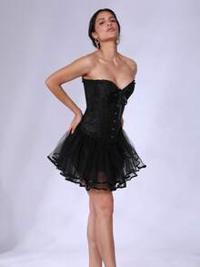 White Black Lolita Cute Boneless Puffy Skirt Cosplay Underskirt Women Petticoats Tutu Dress With Satin Ribbon Halloween Fall Clothes For Women