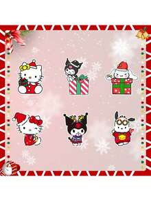 12 Stücke - 24 Stücke Sanrio Kuromi Weihnachtsbaum Holz Christbaumschmuck, Zimt Hund Set, Weihnachtsparty Dekoration, Feiertags Dekorationen, Geschenk für Frauen, Geburtstag