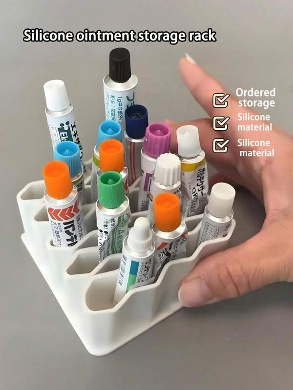 1pc Multifunctional Ointment Storage Rack, Cream Compartment Organizer, Makeup Brush & Pencil Holder For Home Use