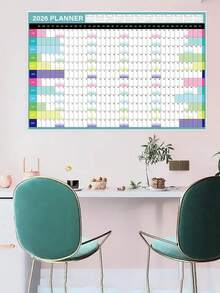 2026 Wall Calendar - Full Year View, 2026 Wall Calendar Suitable For Home, School And Office, 2026 Calendar Planner, Home Organization, Study Supplies, Fashion Planner, Minimalist Design, Durable Paper, Smooth Writing, Monthly Planner, Planning Tool, Home Organization, Office Supplies - Multicolor - View 5