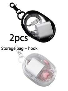 2-1pc Portable Transparent Zipper Storage Bag, Data Cable Organizer Bag, PVC Charger Line Storage Pouch, Multi-Function Earphone Charger Storage Box, Coin Purse, Luggage Accessories, Key Holder, Essential For Home, Office And Travel - Multicolor - View 16