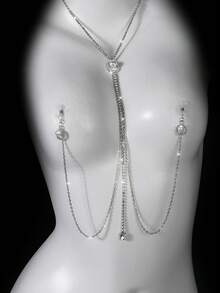 仿珍珠吊坠乳夹乳头链性感夜店装身体链配饰 - 彩色 - 查看 9