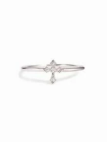 GAGAFEEL 1 einfacher, stilvoller und kompakter S925 Sterling Silber Kreuz Ring mit Zirkonia Einlage, vielseitiges Tagesgeschenk für Frauen