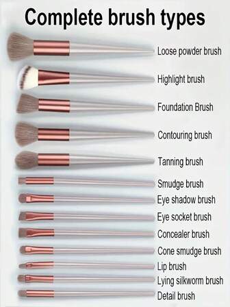 13pcs Professional Makeup Brush Set, Portable Travel Kit, Including Blush Brush, Foundation Brush, Eyeshadow Brush, Powder Brush, Eyebrow Brush, Nylon Bristles, ABS Handles, Ideal For Beginners And Makeup Enthusiasts, Especially Suitable For Travel, Perfect Gift For Christmas Or Valentine's Day