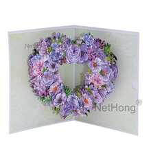 3D Flowers Greeting Card With Hollow Flowers Design Foldable Holiday Gift For Blessings Birthday Card - Purple - View 4