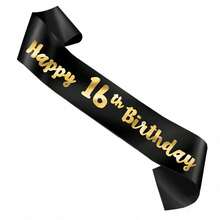 Perfect Birthday Gift - Sparkling Golden Foil Sash For Ages 16,18,21,30,40,50,60 - Party Decoration