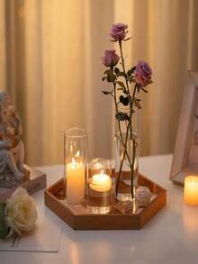 Clear Cylindrical Vase Set, 1/24 Pieces Bulk Glass Vases For Table Centerpieces, Modern Floating Candlesticks For Decoration, Hurricane Candlesticks For Wedding Table Decorations, Random Styles Home Decor Room Decor Flower Vase