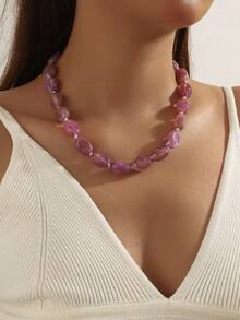 1 pieza Collar de cuentas de plástico con nubes de estilo bohemio en colores multicolor, joyería hecha a mano para usar en la playa y días festivos de verano, regalo ideal para uso diario