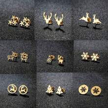 1 Paar modische Edelstahl Schneeflocken, Hirsch und Weihnachtsbaum Ohrstecker mit süßen und einfachen Designs, perfekt als Geschenk für Weihnachtspartys