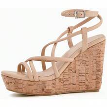 Women Platform Wedge Sandals Cork Slingback Wedges Espadrilles Heels Summer Fashionable Shoewear - 酷卡其色 - 查看 4