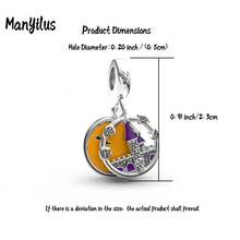 Manyilus Manyilus Original Sterling Silber Halloween Charm Kollektion: Halloween leuchtender Magie Charm, Halloween schwarze Spinnen Charm, Halloween Schloss Charm, Halloween kleiner Teufel Charm, Halloween Fledermaus Charm, Heiliger Glanz Kreuz Charm.