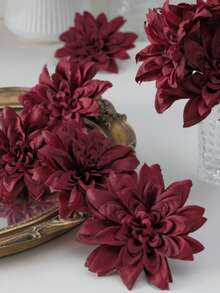 MEHELANY 12/5支装酒红色仿真大丽花，4.7英寸带茎人造花，仿真植物，适用于家居房间卧室春季婚礼装饰、花园中心装饰、派对、礼品、新娘腕花、情人节母亲节装饰、哥特式婚礼装饰、DIY花卉墙面背景、前院装饰，送给女孩、女性、女友、母亲、父亲的礼物