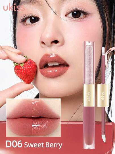 ukiss 二合一哑光唇膏+保湿唇油，单头可作哑光唇膏使用，双头可作保湿唇油使用，兼具唇部护理精华、玻璃唇彩、钻石丰唇膏、持久液体唇膏和轻盈液体唇膏的功效。